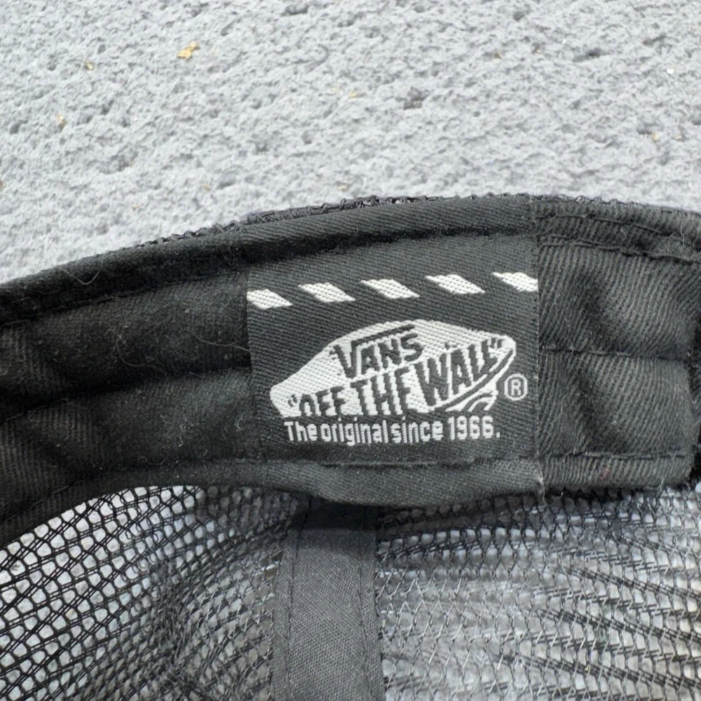 Vintage‎ VANS Hat Cap Snap Back Black Mesh Trucker Half Cab 1992 90s Logo Mens